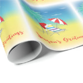 Season's Greetings, Santa Hat, Palm Tree,ビーチ ラッピングペーパー (ロールコーナー)
