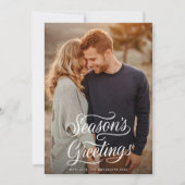 Season's Greetings Script エレガント Christmas Photo シーズンカード (正面)