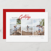 Season's Greetings Script モダン Minimalist Photo シーズンカード (正面/裏面)