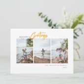 Season's Greetings Script モダン Minimalist Photo シーズンカード (スタンド正面)