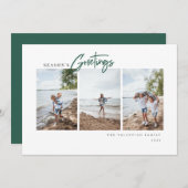 Season's Greetings Script モダン Minimalist Photo シーズンカード (正面/裏面)