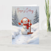 Season's Greetings Snowman with a Red Shovel カード (正面)