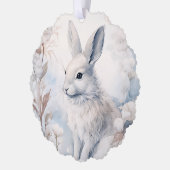 Season's Greetings Snowshoe Rabbit オーナメントカード (左)