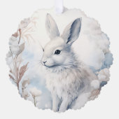 Season's Greetings Snowshoe Rabbit オーナメントカード (正面)