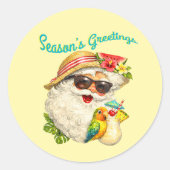 Season's Greetings - Summer Santa ラウンドシール (正面)