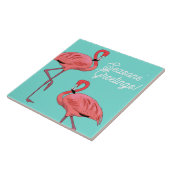 Seasons Greetings Tropical Flamingos Decorative タイル (側面)