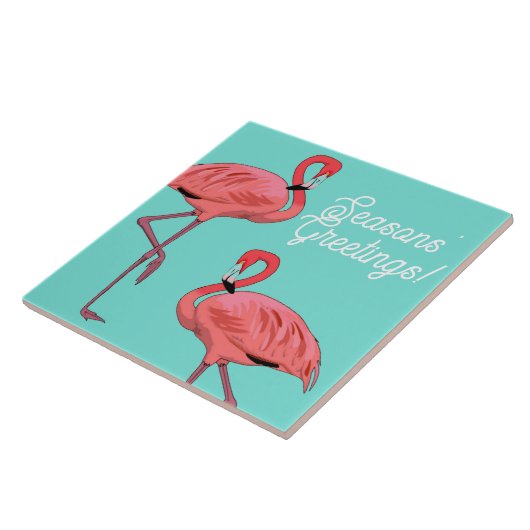 Seasons Greetings Tropical Flamingos Decorative タイル (側面)