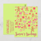 Season's Greetings watercolor gingerbread cookies ポストカード (正面/裏面)