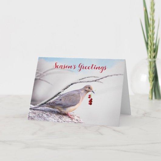 Season's Greetings with Mourning Dove and Red Berr シーズンカード (正面)