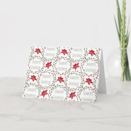 Season's Greetings wreath red green white シーズンカード