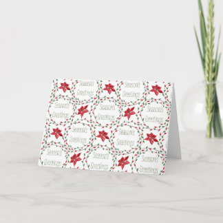 Season's Greetings wreath red green white シーズンカード
