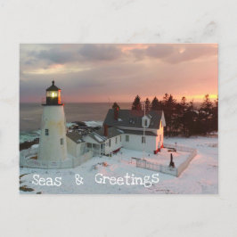 Seasons Greetings Xmas Lighthouse シーズンポストカード