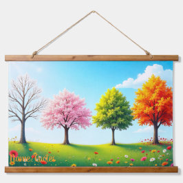 Seasons in Harmony – Four Trees Through the Year 吊り下げ型タペストリー