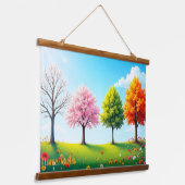 Seasons in Harmony – Four Trees Through the Year 吊り下げ型タペストリー (傾斜あり)