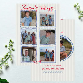 Season's Tidings Coastal Christmas Photo Card 招待状