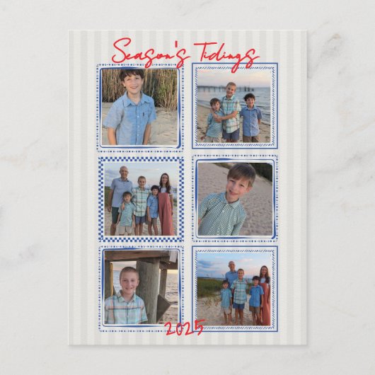 Season's Tidings Coastal Christmas Photo Postcard ポストカード (正面)