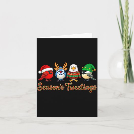 Season's Tweetings Funny Christmas Birdwatcher Squ カード (正面)
