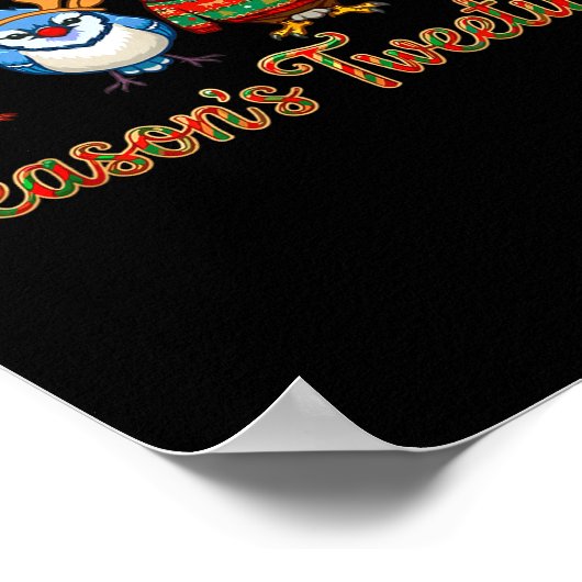 Season's Tweetings Funny Christmas Birdwatcher Squ ポスター (角)