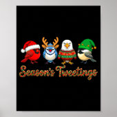 Season's Tweetings Funny Christmas Birdwatcher Squ ポスター (正面)