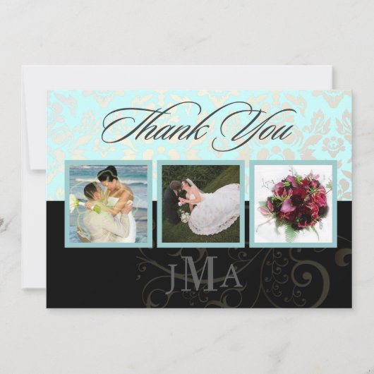 Seaspray + Pearl Damask, Thank you cards, Flat サンキューカード (正面)