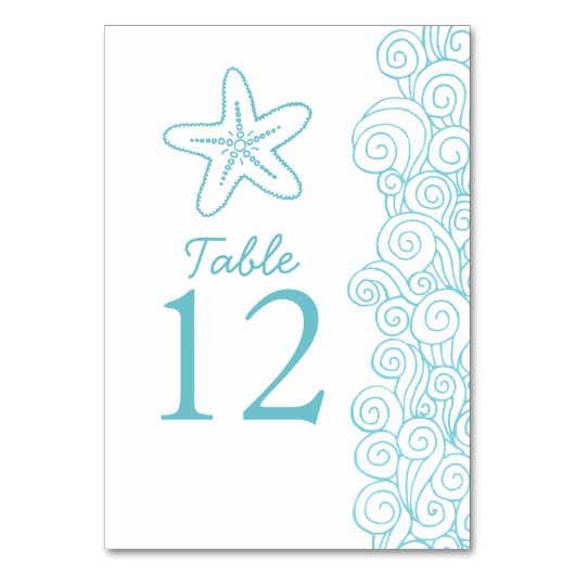 Seastarは水のビーチ結婚式のテーブル数を振ります テーブルナンバー (正面)