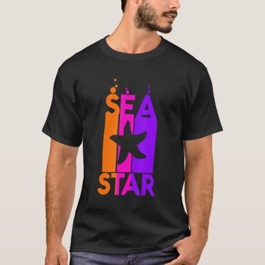 Seastar Animal Rainbow Bubble With Silhouette Tシャツ (正面)