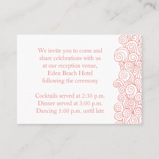 Seastar coral & Whiteの情報結婚エンクロージャカード エンクロージャーカード (裏面)