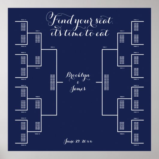 Seat Navy Blueの座席結婚表を見つける ポスター (正面)