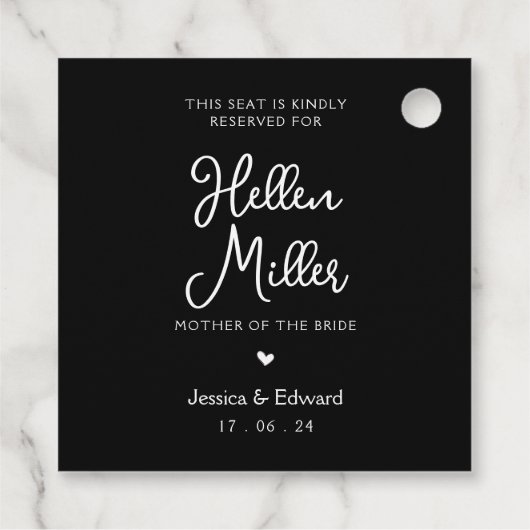 Seat Reserved For Guest Name白黒 モダン フェイバータグ (裏面)