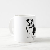 Seated Bulldog Portrait Black and White Artwork コーヒーマグカップ (正面左)