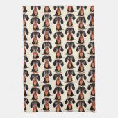 Seated Dachshund Kitchen Towels キッチンタオル (縦)
