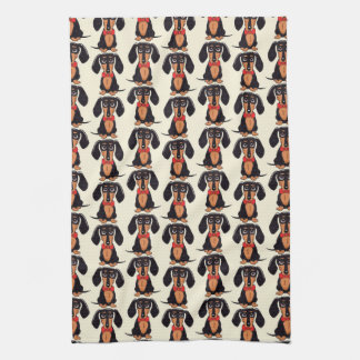 Seated Dachshund Kitchen Towels キッチンタオル