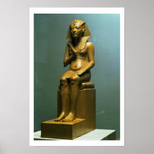 Seated statue of a pharaoh, New Kingdom (stone) ポスター