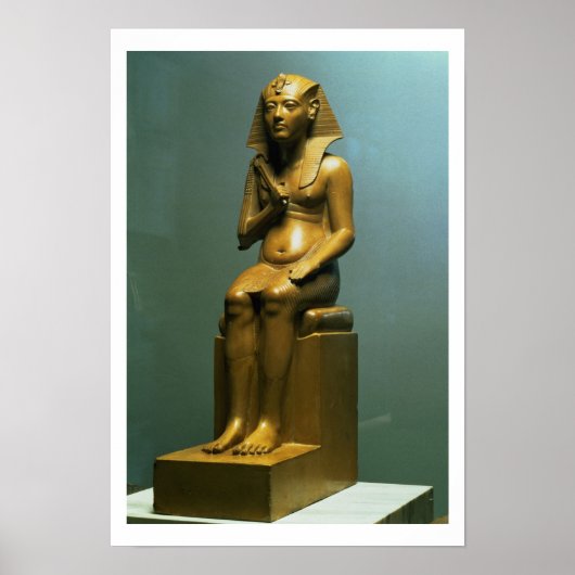 Seated statue of a pharaoh, New Kingdom (stone) ポスター (正面)