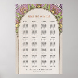 Seating Chart Vintage Wedding Art Nouveau Foam Boa ポスター