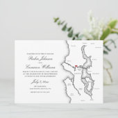 Seattle All-in-One QR code Black and White Wedding 招待状 (スタンド正面)