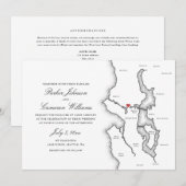 Seattle All-in-One QR code Black and White Wedding 招待状 (正面/裏面)