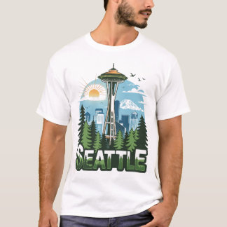 Seattle Cute Funny T-Shirt Gift For Him Her Machin Tシャツ
