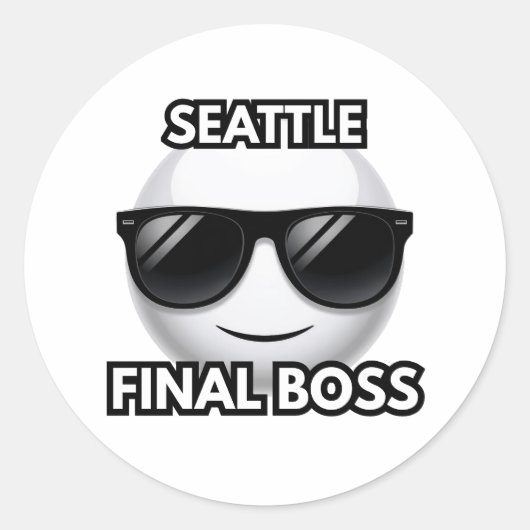 Seattle Final Boss Cool Emoji Sticker ラウンドシール (正面)