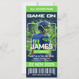 Seattle Football Ticket Birthday Invitation 招待状