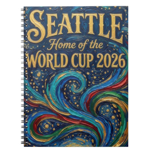 Seattle Home of the World Cup 2026 Soccer Moody ノートブック (正面)