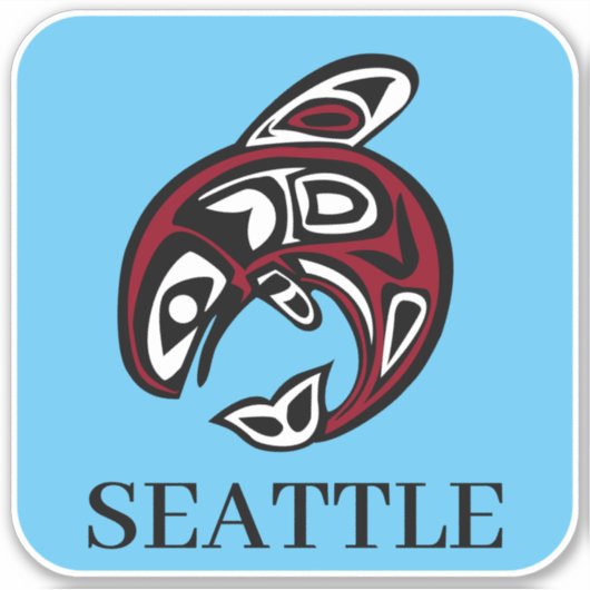 Seattle Native American Haida Orca Killer Whale シール (正面)