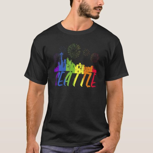 Seattle Pride Skyline  Pride Parade Seattle Tシャツ (正面)
