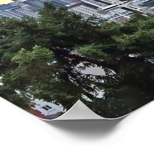 Seattle Skyline in Fog and Rain ポスター (角)