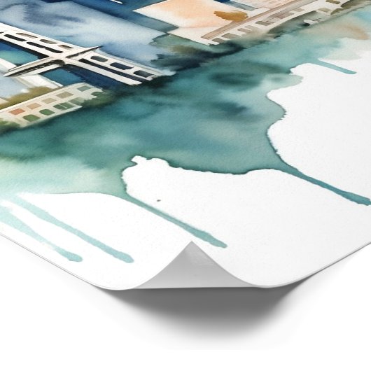 Seattle Skyline in Watercolor hues ポスター (角)