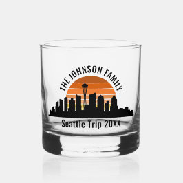 Seattle Skyline Sunset Custom Family Trip ウイスキーグラス