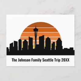 Seattle Skyline Sunset Custom Family Trip ポストカード