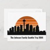 Seattle Skyline Sunset Custom Family Trip ポストカード (正面/裏面)