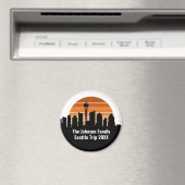 Seattle Skyline Sunset Trip Keepsake Personalized マグネット (インサイチュ (食洗機))