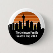Seattle Skyline Sunset Trip Keepsake Personalized 缶バッジ (正面)
